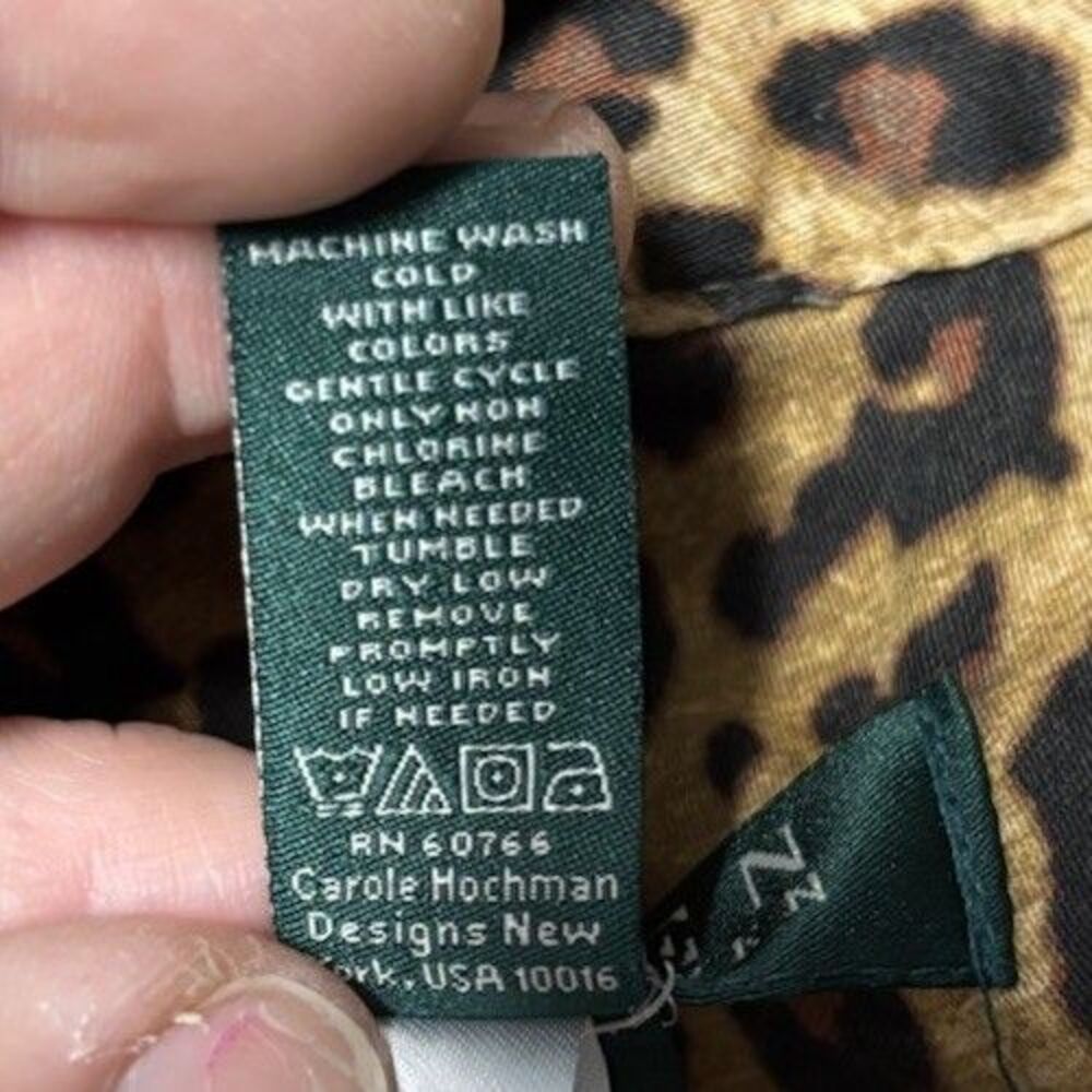 Ralph Lauren Pajama Shirt Leopard Print Long Sleeve Button L Embroidered Logo - Picture 6 of 6